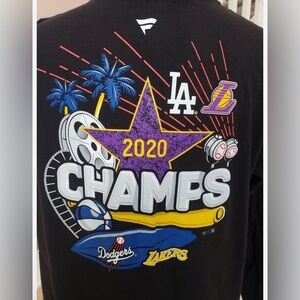 FANATICS LOS ANGELES DODGERS LAKERS 2020 Champions graphic tee Sz S nwt
